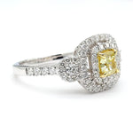 14K 1.49ct Lab Grown Yellow Diamond Cushion Cut Cocktail Ring