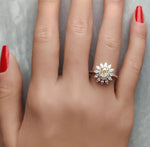 18K Solid Gold Oval Lab Grown Yellow & White Diamond 1.41 Carat Cocktail Ring - Alternate Angle | Riyanika Jewels