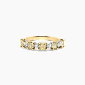 18K Solid Gold Radiant Lab Grown Yellow & Lab Grown Diamond 1.26 Carat Wedding Band | Riyanika Jewels