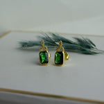 14K Solid Gold Emerald Stud Earrings