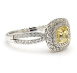 14K 0.99ct Lab Grown Yellow Diamond Cushion Cut Cocktail Ring