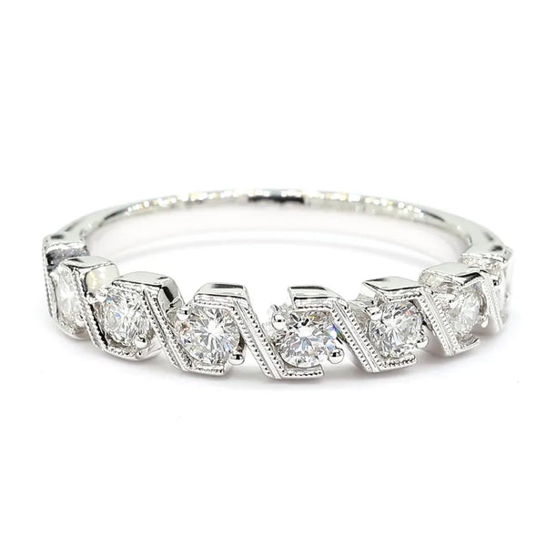 18K Solid Gold Round Lab Grown Diamond 0.52 Carat Wedding Band | Riyanika Jewels