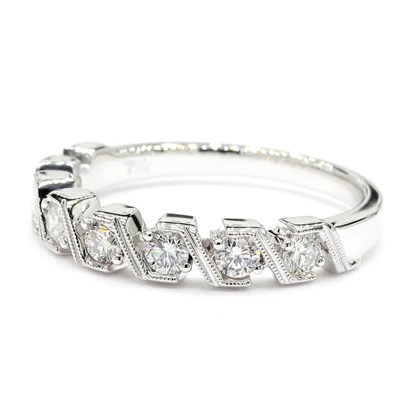 18K Solid Gold Round Lab Grown Diamond 0.52 Carat Wedding Band - Side View | Riyanika Jewels