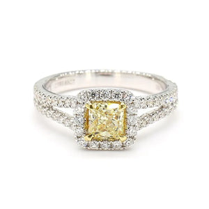 18K Solid Gold Radiant Lab Grown Fancy Yellow Diamond 1.06 Carat Cocktail Ring | Riyanika Jewels