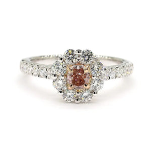 18K Solid Gold 1.07 Carat Cushion Purplish Pink Lab Grown Diamond Cocktail Ring | Riyanika Jewels