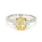 2.42ct Fancy Yellow Diamond Oval Cut Cocktail Ring in 18K Solid Gold | Riyanika