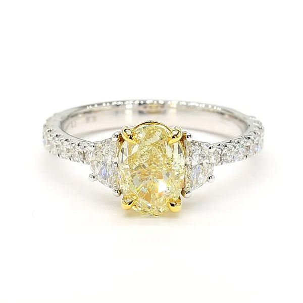 14K 2.42ct Lab Grown Yellow Diamond Oval Cut Cocktail Ring