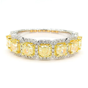 2.06ct Fancy Yellow Diamond Radiant Cut Cocktail Band in 18K Solid Gold | Riyanika