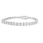 18K Solid Gold 10.39 Carat Emerald and Round Cut Lab Grown Diamond 4 Prong Tennis Bracelet - Side View | Riyanika Jewels