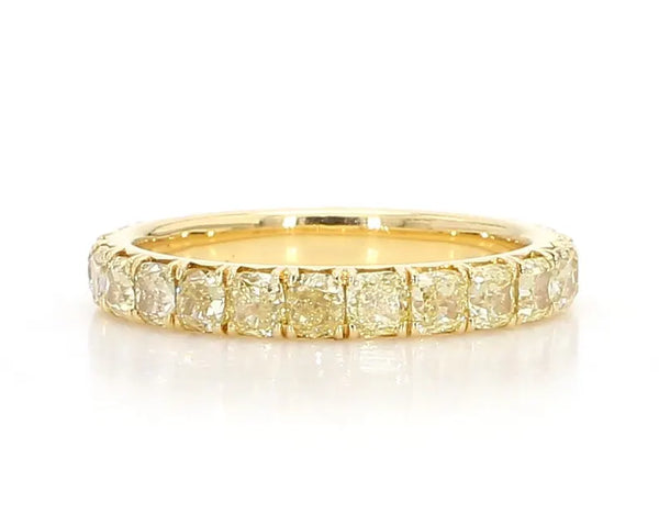 18K Solid Gold 1.01 Carat Radiant Yellow Lab Grown Diamond Eternity Band - Side View | Riyanika Jewels