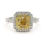 18K Solid Gold 1.54 Carat Radiant Yellow Lab Grown Diamond Cocktail Ring - Detail | Riyanika Jewels