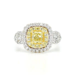 1.45ct Fancy Yellow Diamond Cushion Cut Cocktail Ring in 18K Solid Gold | Riyanika