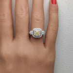14K 1.49ct Lab Grown Yellow Diamond Cushion Cut Cocktail Ring