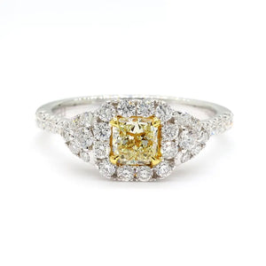 18K Solid Gold Radiant Lab Grown Yellow Diamond 0.98 Carat Cocktail Ring | Riyanika Jewels
