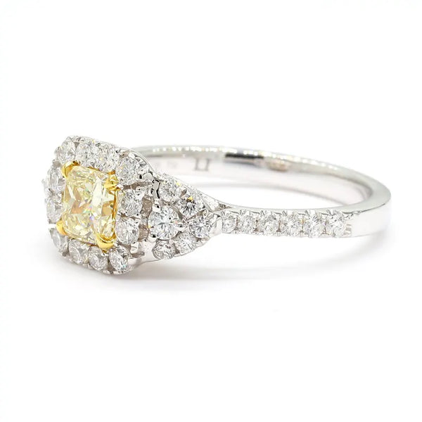 18K Solid Gold Radiant Lab Grown Yellow Diamond 0.98 Carat Cocktail Ring - Side View | Riyanika Jewels