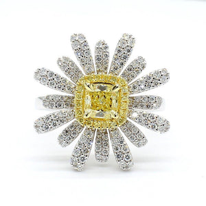 18K Solid Gold 1.50 Carat Radiant Light Yellow Lab Grown Diamond Ring | Riyanika Jewels