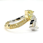 18K Solid Gold Pear Lab Grown Fancy Light Yellow Diamond 1.24 Carat Ring - Close Up