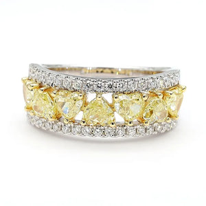 18K Solid Gold Heart Lab Grown Yellow Diamond 2.09 Carat Cocktail Ring | Riyanika Jewels