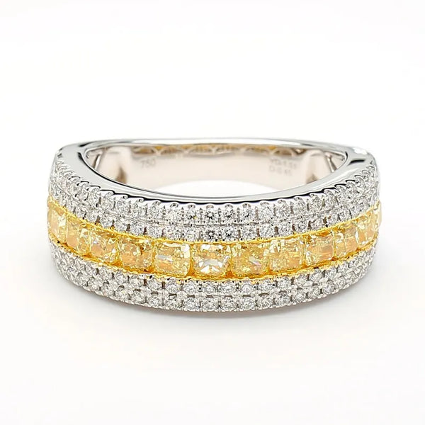 14K 1.95ct Lab Grown Yellow Diamond Cushion Cut Cocktail Ring