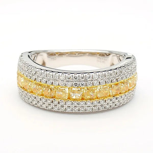 18K Solid Gold Cushion Lab Grown Yellow Diamond 1.95 Carat Cocktail Ring | Riyanika Jewels
