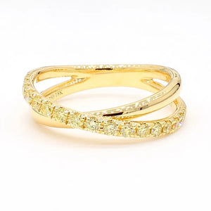 18K Solid Gold Round Lab Grown Yellow Diamond 0.47 Carat Cocktail Band | Riyanika Jewels