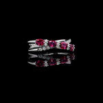 18K Solid Gold Red Oval Ruby & Lab Grown Diamond 1.61 Carat Wedding Band - Detail | Riyanika Jewels