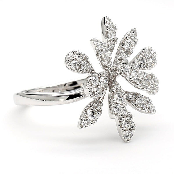 Lab Grown White Round Diamond 0.78 Carat 18K Solid Gold Cocktail Ring - Side View | Riyanika Jewels