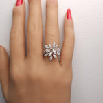 Lab Grown White Round Diamond 0.78 Carat 18K Solid Gold Cocktail Ring - Alternate Angle