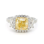 4.05ct Fancy Yellow Diamond Cushion Cut Cocktail Ring in 18K Solid Gold | Riyanika