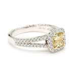 18K Solid Gold Radiant Lab Grown Fancy Yellow Diamond 1.06 Carat Cocktail Ring - Side View | Riyanika Jewels