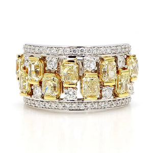 18K Solid Gold 3.63 Carat Radiant Yellow Lab Grown Diamond Cocktail Ring | Riyanika Jewels