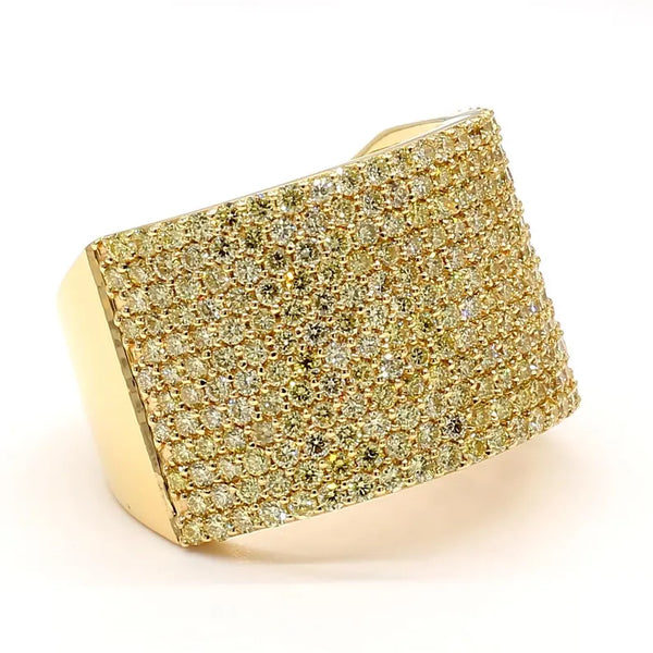 18K Solid Gold 2.23 Carat Round Yellow Lab Grown Diamond Cocktail Ring - Side View | Riyanika Jewels