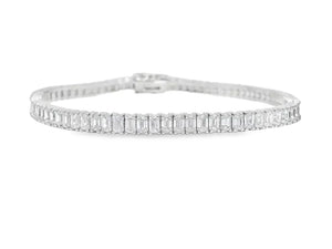 18K Solid Gold 6.89 Carat Emerald Cut Lab Grown Diamond Tennis Bracelet | Riyanika Jewels