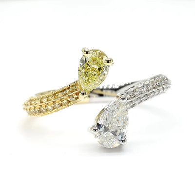 1.24ct Fancy Yellow Diamond Pear Cut Ring in 18K Solid Gold | Riyanika