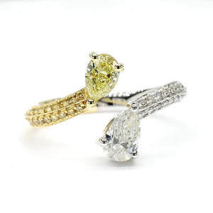18K Solid Gold Pear Lab Grown Fancy Light Yellow Diamond 1.24 Carat Ring | Riyanika Jewels