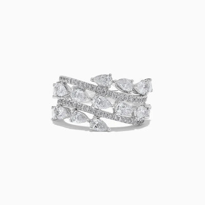 18K Solid Gold 2.82 Carat Pear White Lab Grown Diamond Cocktail Ring | Riyanika Jewels