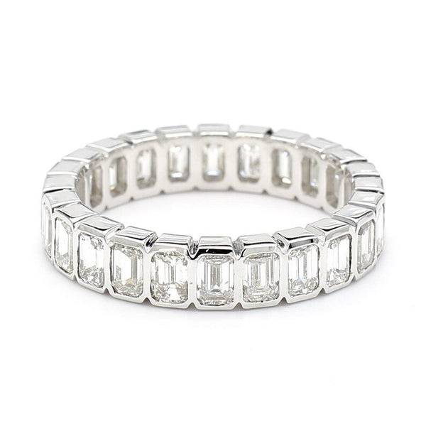 18K Solid Gold Lab Grown White Emerald Diamond 3.31 Carat CTW Cocktail Band - Side View | Riyanika Jewels