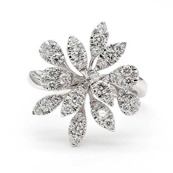 Lab Grown White Round Diamond 0.78 Carat 18K Solid Gold Cocktail Ring | Riyanika Jewels