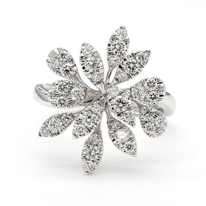 Lab Grown White Round Diamond 0.78 Carat 18K Solid Gold Cocktail Ring | Riyanika Jewels