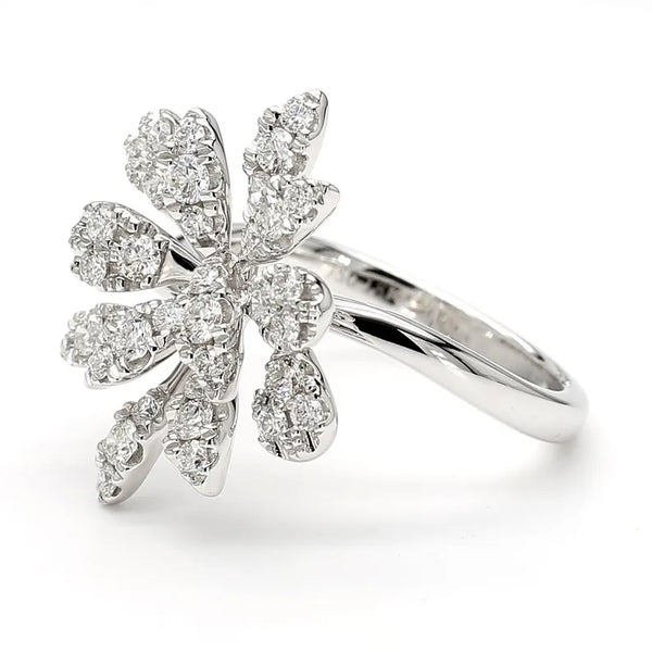 18K Solid Gold Round Lab Grown Diamond 0.78 Carat Cocktail Ring - Side View | Riyanika Jewels