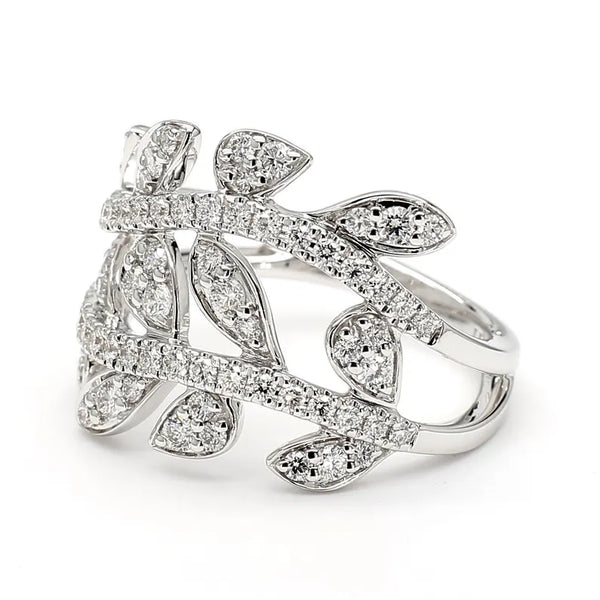 18K Solid Gold 0.90 Carat Lab Grown Round Diamond Cocktail Ring - Side View | Riyanika Jewels