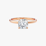 18K Solid Gold 2.00 CT Cushion Cut Natural Diamond Solitaire Engagement Ring - Side View | Riyanika Jewels
