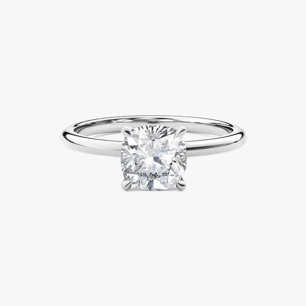 14K 2ct Natural Diamond Cushion Cut Solitaire Engagement Ring