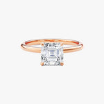 18K Solid Gold 1.00 CT Asscher Cut Natural Diamond Solitaire Engagement Ring - Detail