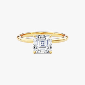18K Solid Gold 2.00 CT Asscher Cut Lab Grown Diamond Solitaire Engagement Ring | Riyanika Jewels