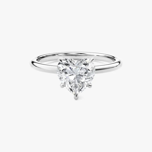 18K Solid Gold 2.00 CT Heart Cut Solitaire Lab Grown Diamond Engagement Ring - Side View | Riyanika Jewels