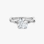 18K 1ct Lab Grown Diamond Round Cut Side Stone Engagement Ring