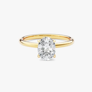 18K Solid Gold 1.00 CT Oval Cut Lab Grown Diamond Hidden Halo Engagement Ring | Riyanika Jewels