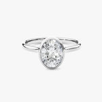 18K Solid Gold 1.00 CT Oval Cut Lab Grown Diamond Bezel Engagement Ring - Detail | Riyanika Jewels