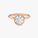 18K Solid Gold 1.00 CT Round Cut Lab Grown Diamond Bezel Engagement Ring - Detail | Riyanika Jewels
